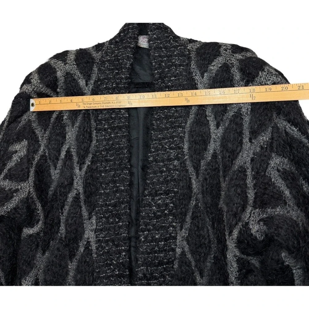 Vintage Colleen Toland San Francisco Hand Knitted Cardigan S Black Mohair 80s